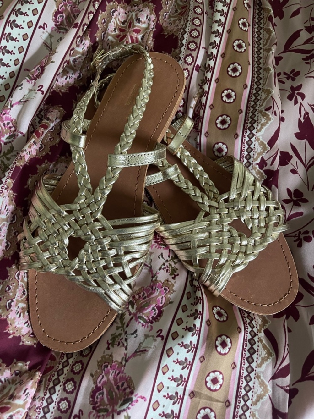 Woven Metallic Braided Sandal - Gold by Monsoon size 8.5 NWT